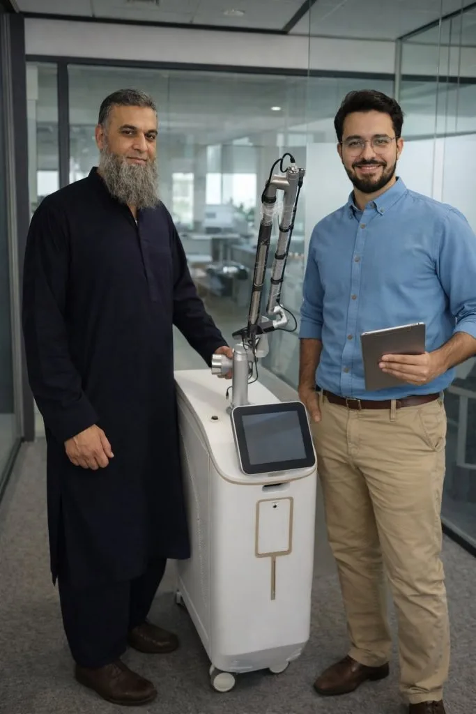Pico laser machine installation at Derm-Edge Clinic, Faisalabad